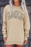 AMEN Leopard Letter Print Oversized Pullover Sweatshirt