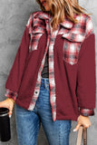 Plaid Patchwork Buttoned Pocket Sherpa Jacket