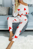 Valentine's Day Love Heart Print Long Sleeves Two-piece Loungewear