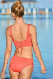 Ruched Criss Cross Self-tie Drawstring Bikini Set