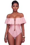Ruffle Off-The-Shoulder One Piece Swimsuit