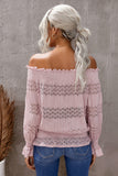 Off Shoulder Ruffle Long Sleeve Smocked Waist Lace Crochet Blouse