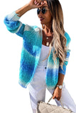 Multicolor Gradient Open Front Colorblock Tie-dye Cardigan