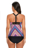 Aztec Print Y Back Tankini Top