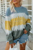 color Leopard Tie Dye Color Block Pullover Sweatshirt
