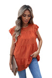 Dusty Pink Polka Dot Babydoll Style Flutter Sleeve Top