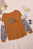 Be Kind Leopard Color Block Long Sleeve Top