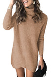 Turtleneck Long Sleeve Knitted Sweater Dress