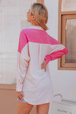 Contrast stitched single breasted off shoulder Long Sleeve Shirt