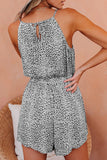 Spaghetti Straps V Neck Leopard Elastic Waist Romper