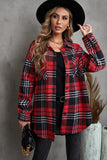 Red Grid Print Boyfriend Shirt Coat