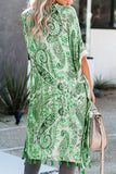 Boho Paisley Print Kimono Beach Cover up with Tassel