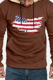 American Flag Print Color Block Men's Hoodie