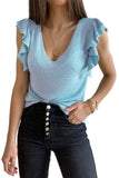 Khaki Cascading Ruffles Knit Tank Top