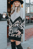 print contrast wool dress