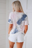 Be Happy Tie-dye Print T-shirt