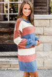 Rainbow Colorblock Long Sleeve Sweater Dress