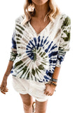 Casual Tie-dye V Neck Pullover Sweatshirt