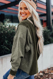 Green Patchwork Button Down Neckline Hoodie