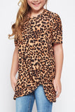 Camouflage Print Twist Girls Tee