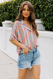 Button Striped Short Sleeves Shirt