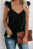 V Neck Flutter Lace Flowy Tank Tops