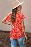 V-neck Short Sleeve Fashion Print Fantasy Fluttering Blouse