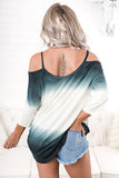Ombre Tie Dye Cold Shoulder Blouse