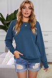 Solid Crew Neck Pullover Sweatshirt