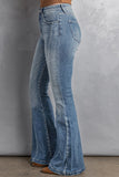 Sky Blue High Waist Flare Jeans with Pockets