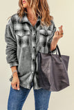 Plaid Patchwork Buttoned Pocket Sherpa Jacket