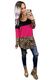 Colorblock Leopard Triple Patchwork Long Sleeve Top
