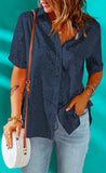 Leopard Jacquard Short Sleeve Satin Blouse