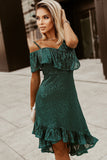 One-Shoulder Sling Ruffled Sequin Dress
