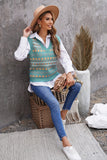 Tribal Print V Neck Knitted Sweater Vest