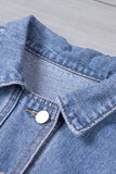 Turn Down Collar Pocket Buttoned Denim Jacket