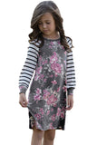 Spring Fling Floral Striped Sleeve Short Dress for Kids