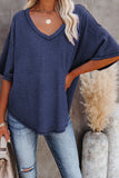V Neck Short Sleeve Knit Tee