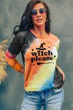 Witch Please Tie Dye Graphic Print Pullover Sweatshirt