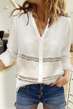 Long Sleeve Crochet Insert Crinkle Blouse