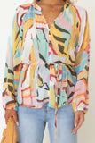 color Tropical Fish Skin Crinkle Long Sleeve Shirt