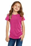 Side Button Detail Short Sleeve T Shirt for Little Girls