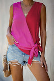 and Rose Colorblock Drape Tie Tank Top