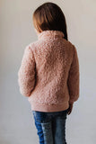 Beige Buttoned Solid Fleece Girl's Coat