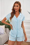 Buttoned Short Sleeve Shirt and Shorts Pajamas Set