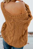 Stripe Color Block Bubblegum V-Neck Braided Knit Sweater