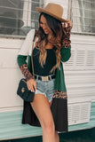 Colorblock Leopard Print Patchwork Knit Cardigan