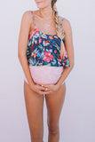 Floral Top Ruched Maternity One-piece Swimsuit