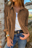 Rivet Corduroy Buttoned Long Sleeve Shirt with Pockets