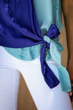 and Rose Colorblock Drape Tie Tank Top